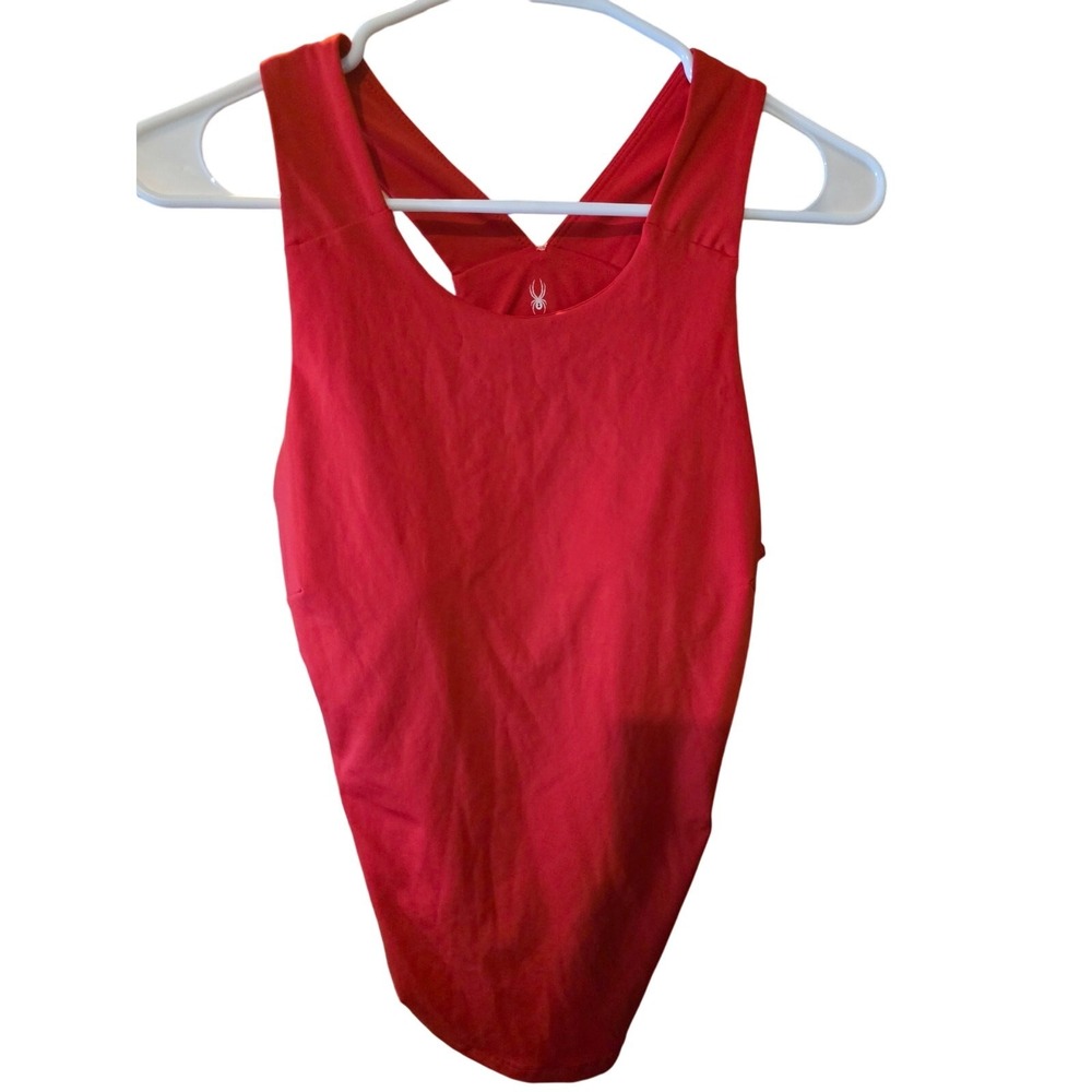Spider Active Athletic Tank Top Padded Shelf Bra M Womens Red Pullover